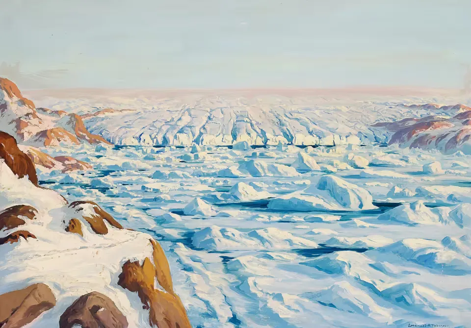 Emmanuel Petersen's painting of Greenland glacier captures Arctic majesty and northern light