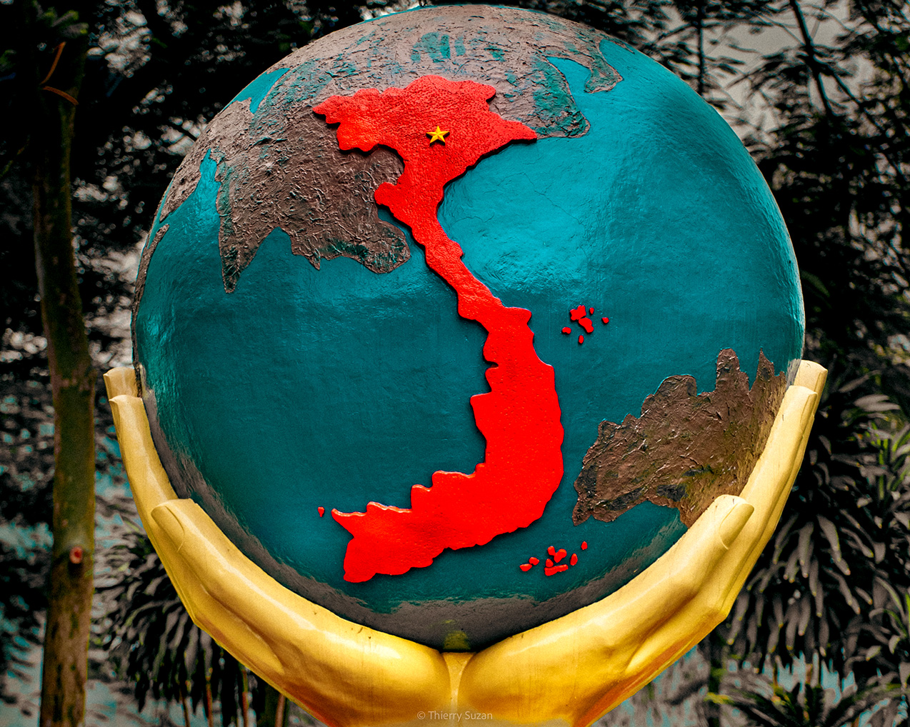 Globe sculpture in Hanoi, Vietnam