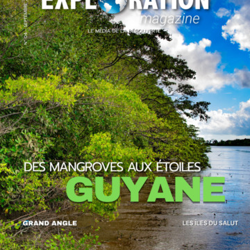 Couverture Exploration Magazine Guyane, septembre 2026, avec la mangrove du fleuve Maroni et titre principal