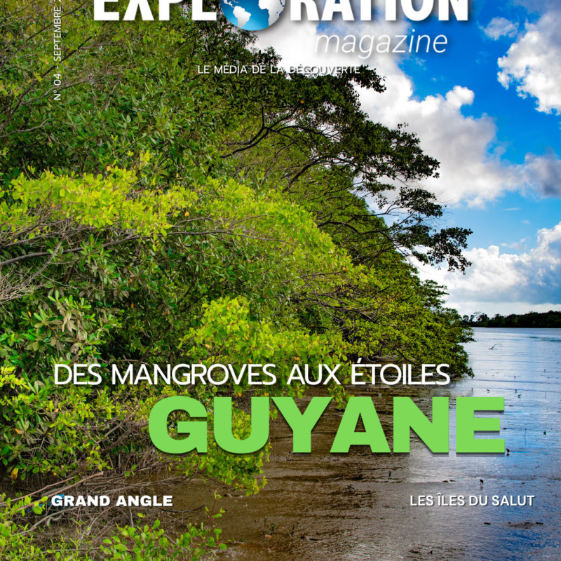 Couverture Exploration Magazine Guyane, septembre 2026, avec la mangrove du fleuve Maroni et titre principal